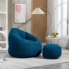 Bedding Bean Bag Sofa Chair High Pressure Foam Bean Bag Chair Adult Material With Padded Foam Padding Compressed Bean Bag With Footrest - Blue - Image 9