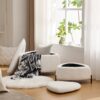 Upholstered Storage Ottoman Set With Metal Legs Coffee Table With Reversible Lid - Ivory - Image 7