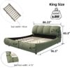 King Size Luxury Upholstered Platform Bed With Oversized Padded Backrest And Solid Wood Frame, Suitable For Multiple Heights Of Mattresses - Green - Image 4