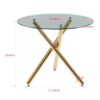 Dining Table With Metal Leg And Glass, Modern Space Saving Kitchen Table For Living Room - Golden - Image 7