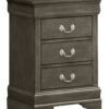 Louis Phillipe - 3 Drawer Nightstand - Gray - Image 6