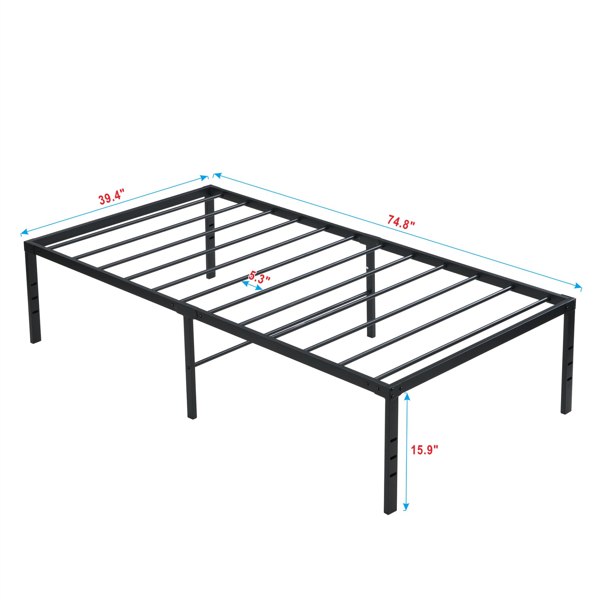 Twin Size Bed Frame With Quiet Support - Black - Image 3