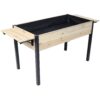 Raised Garden Bed With Metal Legs And Folding Storage Shelf For Outdoor Patio Deck Balcony - Black / Natural - Image 12