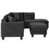 Modern Sectional Sofa With Storage Ottoman, L - Shape Couch With 2 Pillows And Cup Holders - Black - Image 24