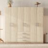 6 Doors Wardrobe Storage For Bedroom, With Big Drawers - Brown - Image 11