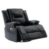 Home Theater Recliner Set Manual Recliner Chair With A Led Light Strip Two Built-In Cup Holders For Living Room - Black - Image 21