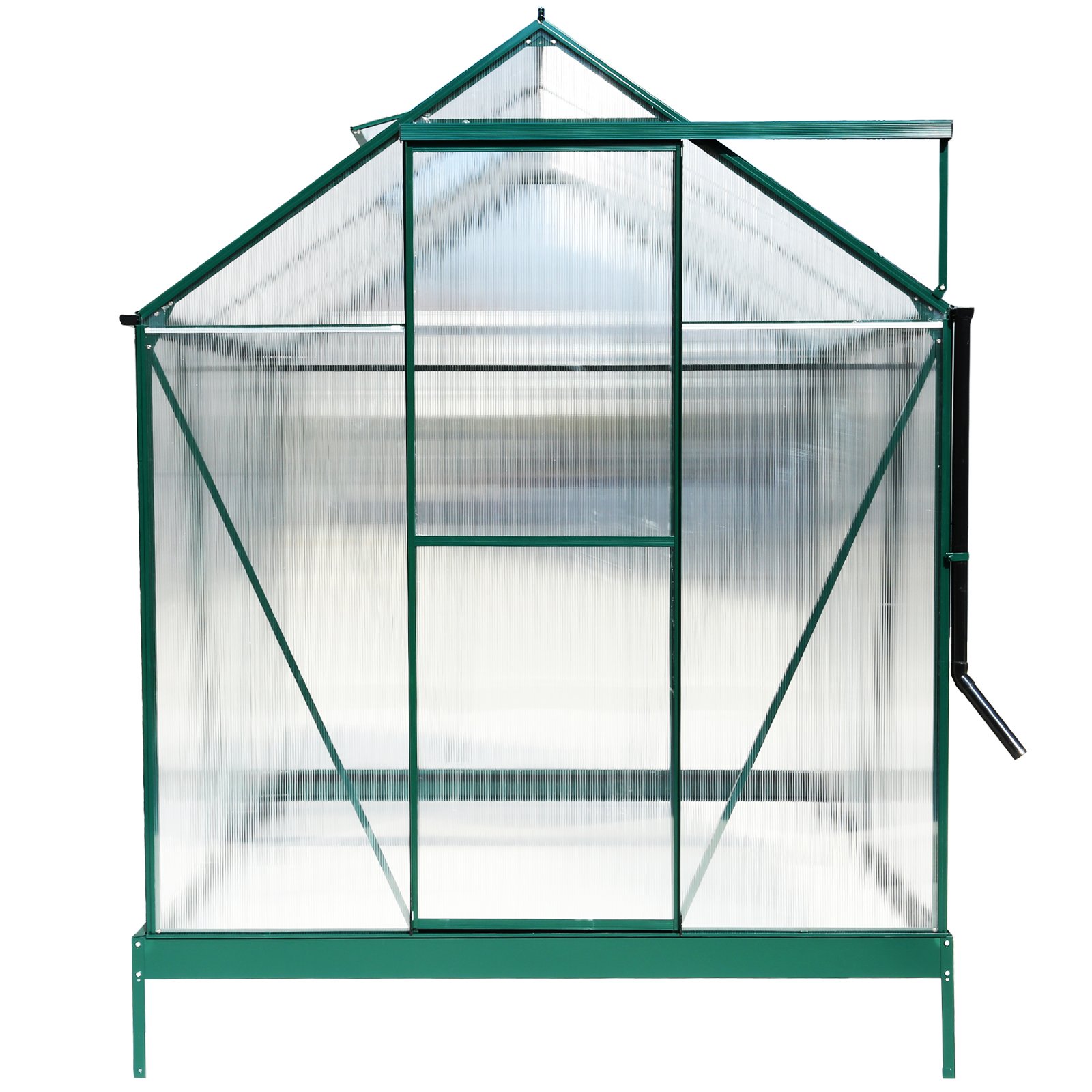 6.3'x6.2'x7' Polycarbonate Greenhouse, Heavy Duty Outdoor Aluminum Walk-In Green House Kit With Rain Gutter, Vent And Door For Backyard Garden - Green - Image 18