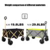 Aluminum Alloy Folding Wagon, Heavy Duty Utility Beach Wagon Cart For Sand With Big Wheels, Adjustable Handle & Drink Holders For Shopping, Camping, Garden And Outdoor - Black - Image 9