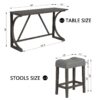 4 Piece Bar Table Set With Power Outlet, Dining Bar Table And Chairs Set, Bar Table Set With 3 Padded Stools For Living Room, Dining Room, Game Room - Dark Gray - Image 3