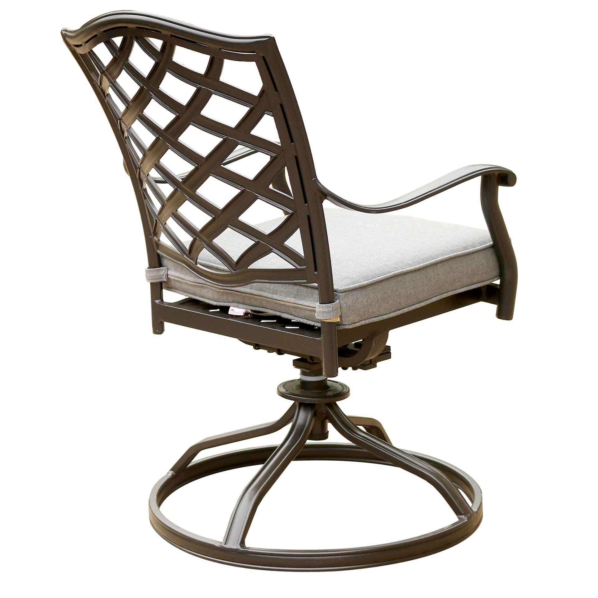 Rectangular 6 Person 68" Long Aluminum Dining Set With Sunbrella Cushions With Swivel Chairs - Brown Gray - Image 3