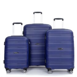 Hardshell Suitcase Spinner Wheels Pp Luggage Sets Lightweight Durable Suitcase With Tsa Lock, 3 Piece Set (20/24/28) - Navy