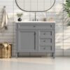 Bathroom Vanity With Top Sink, Modern Bathroom Storage Cabinet With 2 Drawers And A Tip-Out Drawer, Single Sink Bathroom Vanity - Gray - Image 2
