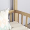 Double Twin House-Style Floor Bed With Fence, Guardrails, Without Door - Natural - Image 5