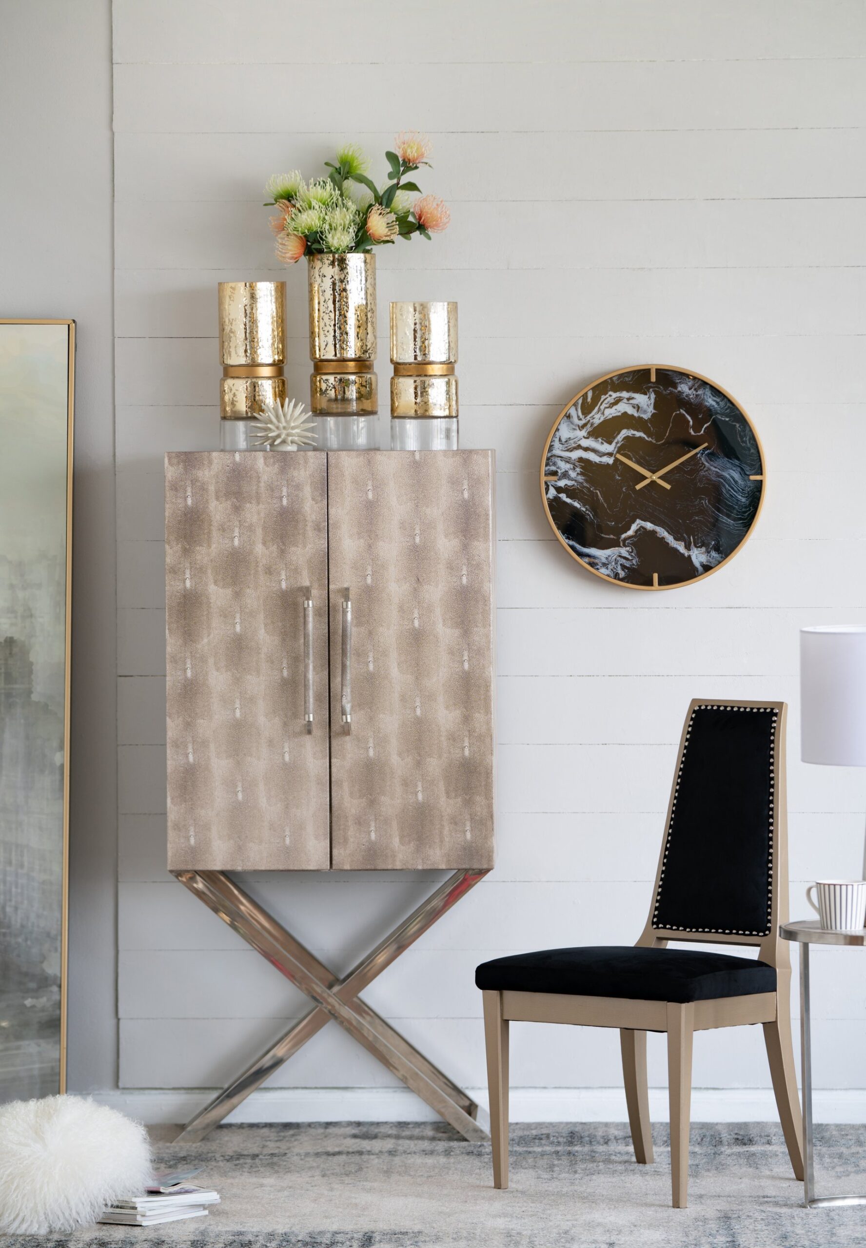 Cabinet - Silver - Faux Leather - Image 2