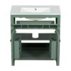 Bathroom Vanity With Ceramic Sink, Modern Single Bathroom Cabinet With 2 Doors And A Shelf, Soft Close Doors - Green - Image 17