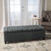 Contemporary Storage Ottoman With Tufted Top - Dark Gray - Image 2