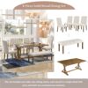 Farmhouse Dining Table Set 6 Piece Wood Rectangular Table With Upholstered Chairs And Bench - Walnut - Image 6