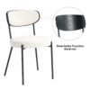 Boucle Modern Kitchen Dining Chair With Bentwood Ash Veneer Back And Black Metal Legs, (Set of 2) - Cream - Image 7