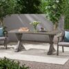 Modern Outdoor Dining Table With Slatted Aluminum Top And X Shaped Legs, Umbrella Hole - Dark Gray - Image 2