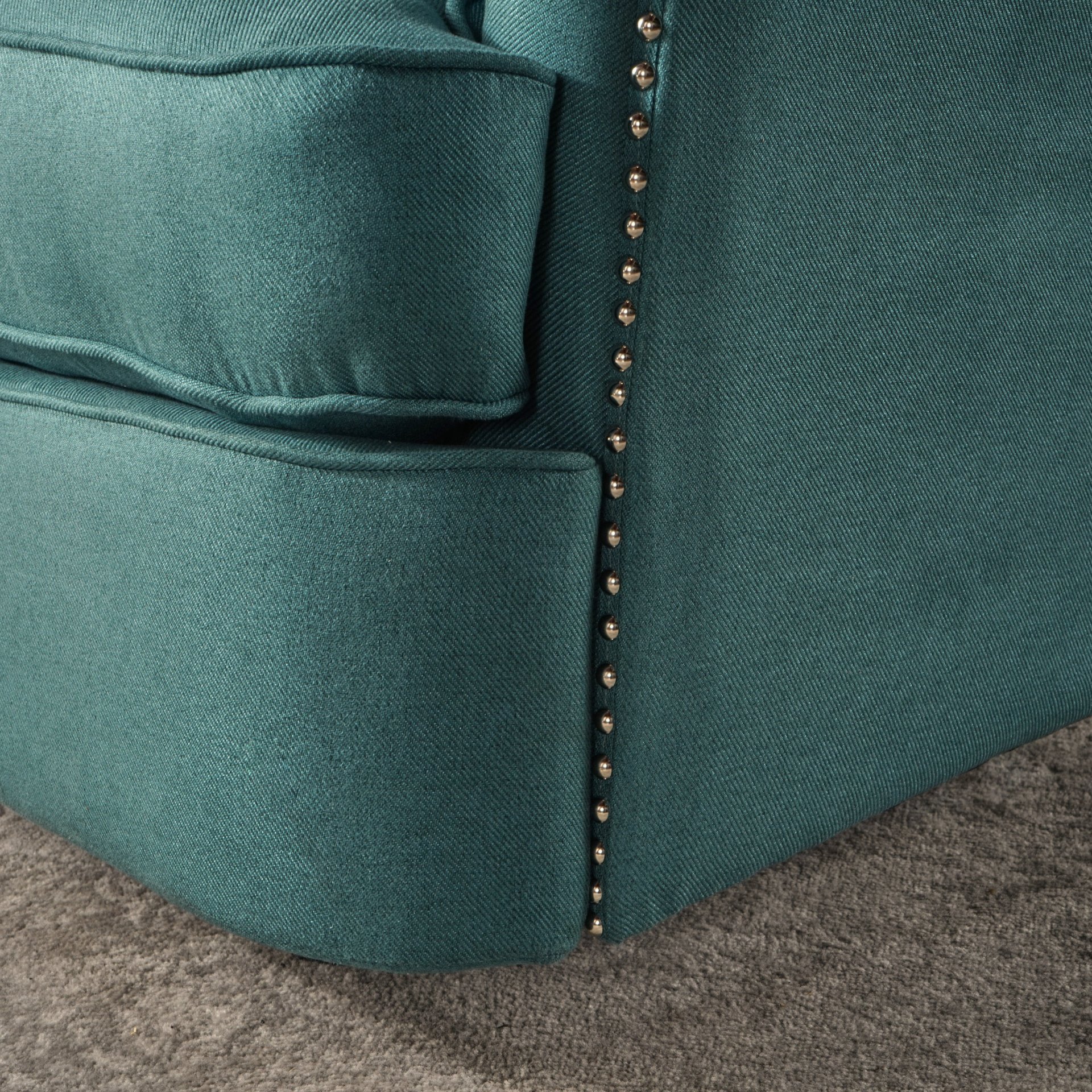 Electric Recliner Chair With Elegant Copper Accents And Soft Upholstery - Teal - Image 8