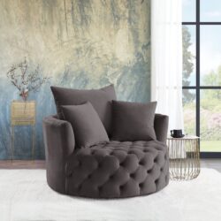 Zunyas - Velvet Accent Chair With Swivel - Gray