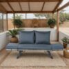 1 Pieces Patio Wicker Side Foldable Bench Patio Backyard Conversation Bench Gray Wicker - Dark Gray - Image 6
