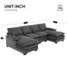 Modern U-Shaped Sectional Sofa With Waist Pillows, 6 Seat Upholstered Symmetrical Sofa Furniture, Sleeper Sofa Couch With Chaise Lounge - Gray - Image 20
