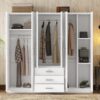 6 Doors Wardrobe Storage For Bedroom With Big Drawers - White - Image 12