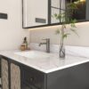 Bianco Carrara Venato 43" Marble Vanity Top With 1 Pre Drilled Faucet Hole Sintered Stone Bathroom Vanity Top With Undermount Rectangular Sink And 4" Backsplash - White - Image 13