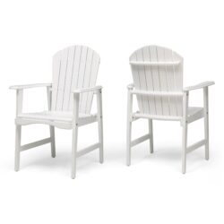 Outdoor Weather Resistant Acacia Wood Adirondack Dining Chairs Set (Set of 2) - White