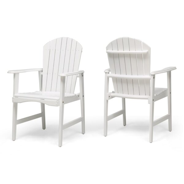 Outdoor Weather Resistant Acacia Wood Adirondack Dining Chairs Set (Set of 2) - White