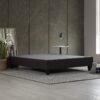 Twin Long Modern Upholstered Platform Bed Frame, Mattress Foundation Bed Base - Dark Gray - Image 2