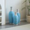 Desktop Vase, Classic And Neat Floor Vase, High Independent Flower Stand, Home Decoration Flower Stand (Set of 3) - White / Blue - Image 16
