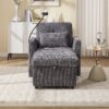Multifunctional Recliner With Storage Backrest And Cell Phone Bracket Chenille For Living Room And Bedroom - Gray - Image 9
