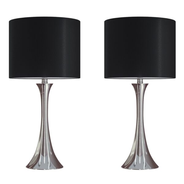 Lenuxe - Contemporary Table Lamp (Set of 2) - Polished Nickel / Black