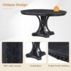 5 Piece Dining Set Retro Extendable Round Table And 4 Chairs For Kitchen Dining Room - Black - Image 7