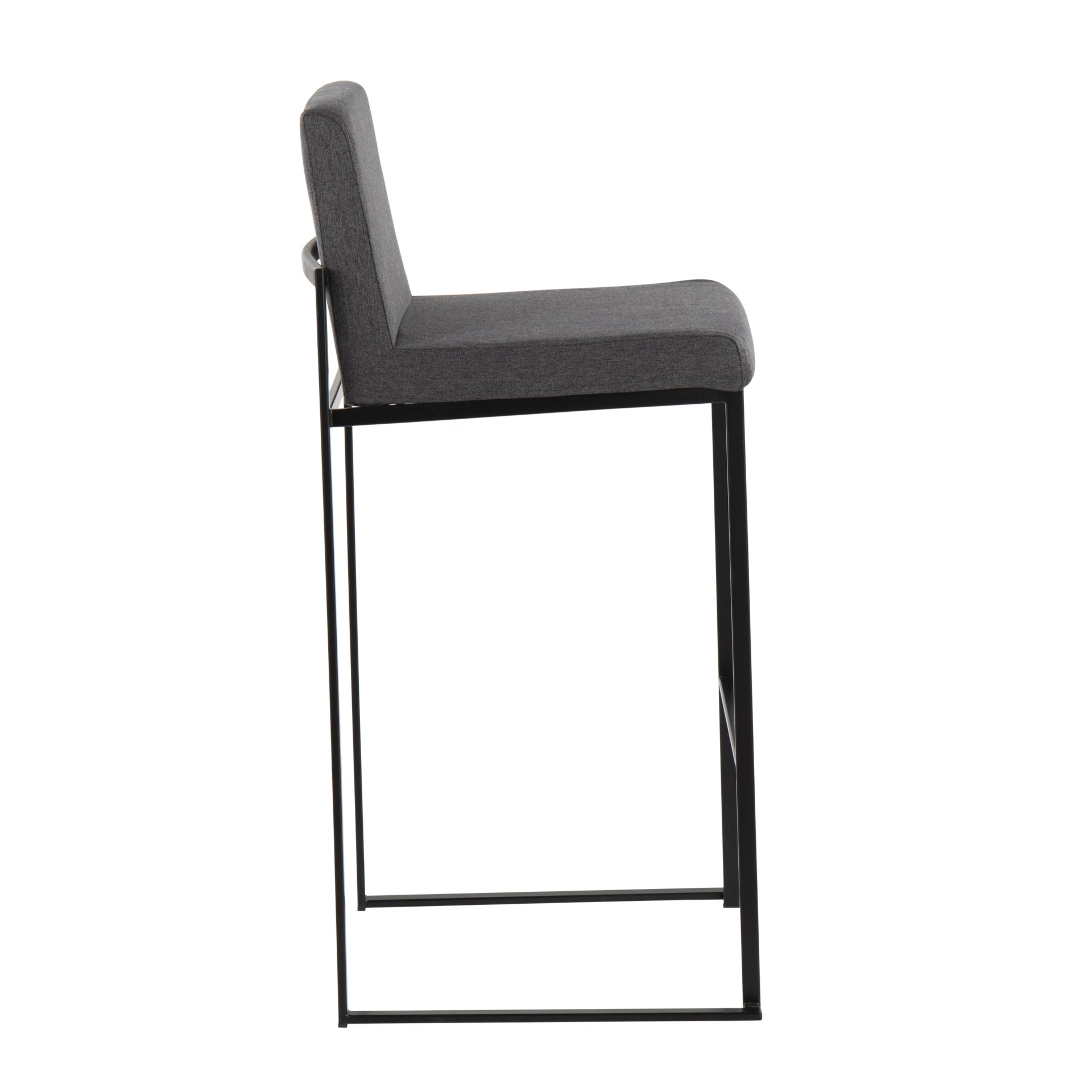 Fuji - Contemporary High Back Barstool (Set of 2) - Black / Charcoal - Image 3