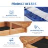 Kids Sandbox With Adjustable Cover, Sand Box With 2 Foldable Bench Seats, Outdoor Sandpit For Backyard Play - Light Brown - Image 5