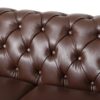 Comfy 3 Seat Sofa With Wooden Legs, Retro Style For Living Room And Study - Dark Brown - Image 9