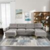 Convertible Sectional Sofa Couch With Movable Ottoman - Light Gray - Image 15