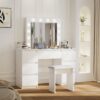 Large Vanity Tables With Mirror And Light - Matte White - Image 6
