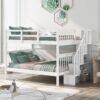 Full Over Full Stairway Bunk Bed With Storage And Guard Rail For Bedroom - White - Image 12