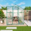 Newly Marketed Gain Height Windproof Aluminum Greenhouse 6 X 6 Ft Polycarbonate Greenhouse Raised Base And Anchor Aluminum Heavy Duty Walk - In Greenhouses For Outdoor Backyard In All Season - Green - Image 9