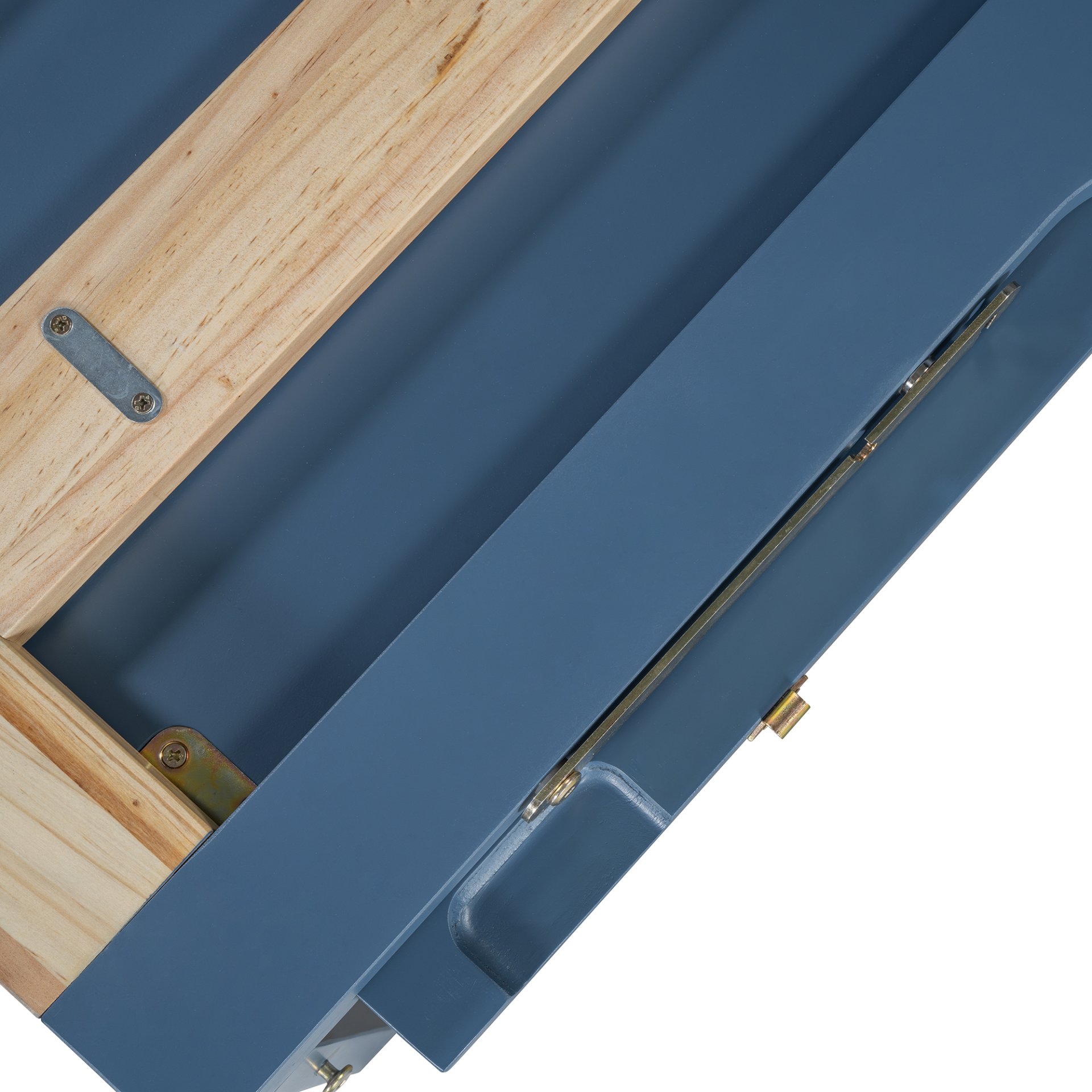 Queen Size Murphy Bed With Iron Legs, Modern Design - Blue - Image 16