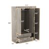 3 Door Wardrobe With 2 Drawers, Grain Effect - Gray - Image 10
