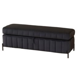 Wide Upholstered Velvet Storage Soft Bench Footstool Ottoman End Of Bed With Metal Legs, Foot Rest For Living Room, Entryway And Bedroom - Black