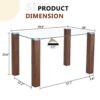 Transparent Tempered Glass Dining Table With Wood Grain Legs - Transparent / Walnut - Image 3