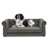 Modern Style Elegant Rectangle Pet Bed For Small And Medium Dogs, Durable Elevated Dog Sofa - Dark Gray - Image 9