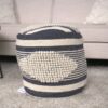Diamond - Handcrafted Fabric Cylindrical Pouf - Dawn Gray - Image 2