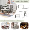 Elegant 6 Piece Counter Height Dining Table Set With Shelf, 4 Chairs And Bench - Gray - Image 6